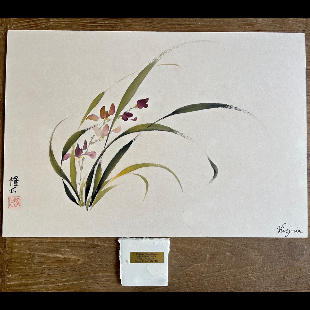 RARE Original CHINESE BRUSH PAINTING Signed Virginia Lloyd Davies Watercolor